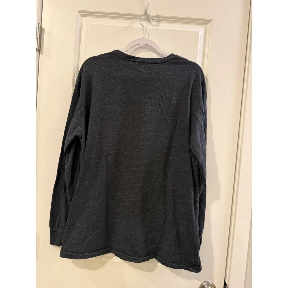Polo Ralph Lauren Mens Large Charcoal Grey Heather Long‎ Sleeve Pocket Tee Shirt